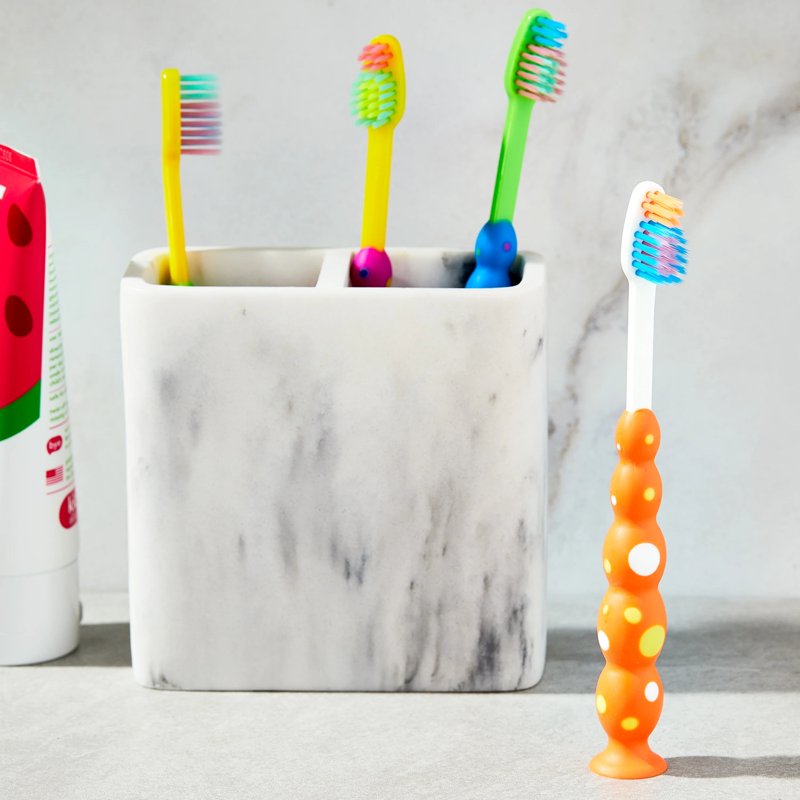 Kids Soft Manual Toothbrushes with Suction Cup Base - Pack of 4