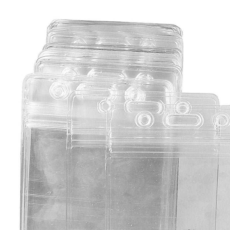 50 Pcs Clear Vertical ID Badge Holders Waterproof Card Holders for Office