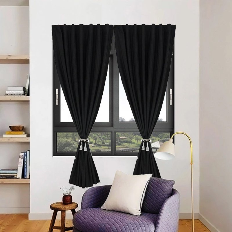 Velcro Blackout Window Curtains - Oversized Sunshade, No-Drill Easy Install, 47x79 inches