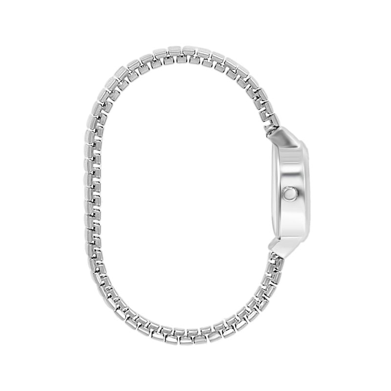 Women's Silver Square Analogue Watch with Expansion Bracelet