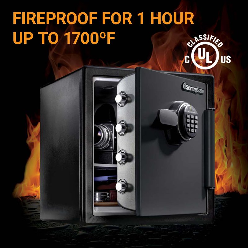 Fire-Resistant Water and Fireproof Safe with Digital Lock 1.23 Cu Ft