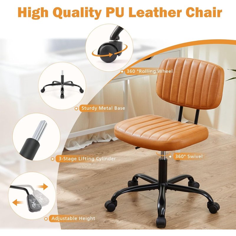 Office Task Chair with Wheels Armless Swivel Desk Chair for Home and Office