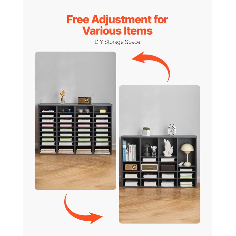 Office Document Divider with 36 Slots - Modular MDF File Organizer for Files and Records