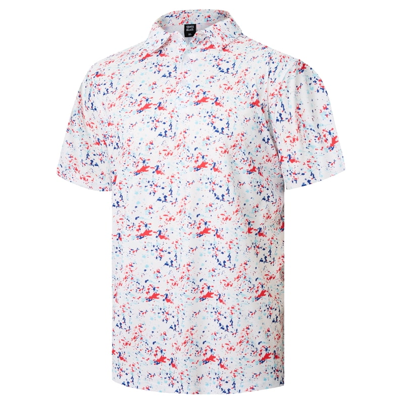 Men's Floral Print Golf Polo Shirts - Short Sleeve Performance Comfort