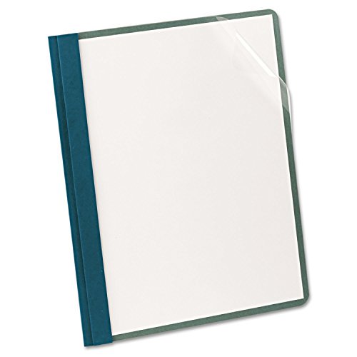 Earthwise Oxford 100% Recycled Clear Report Covers with 3-Prong Fastener, 0.5" Capacity, 8.5 x 11, Blue, Pack of 25
