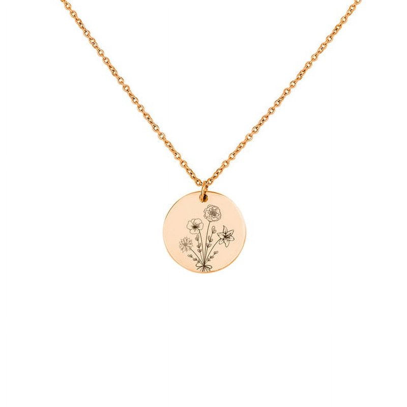 Personalized Birth Flower Necklace - Customizable Pendant for Mom & Gift