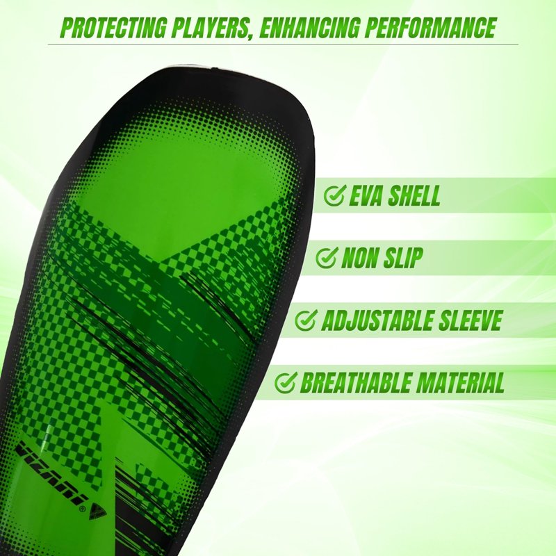 Vizari Slip-In Soccer Shin Guards for Adults and Youth - Lightweight Protective Shin Pads (S, Green/Black)