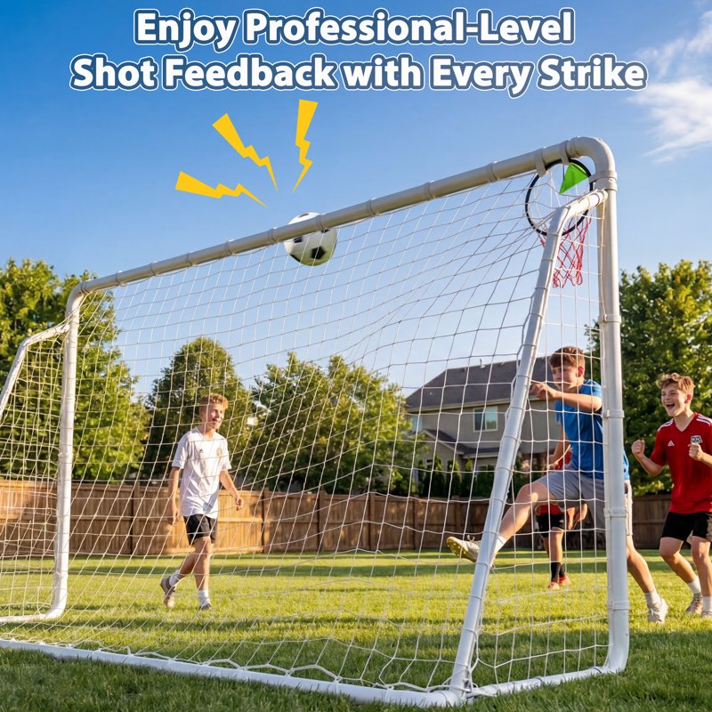 12' x 6' Mersco Heavy-Duty Backyard Soccer Goal with Net, Training Set (Includes 5 Stakes & 6 Cones)