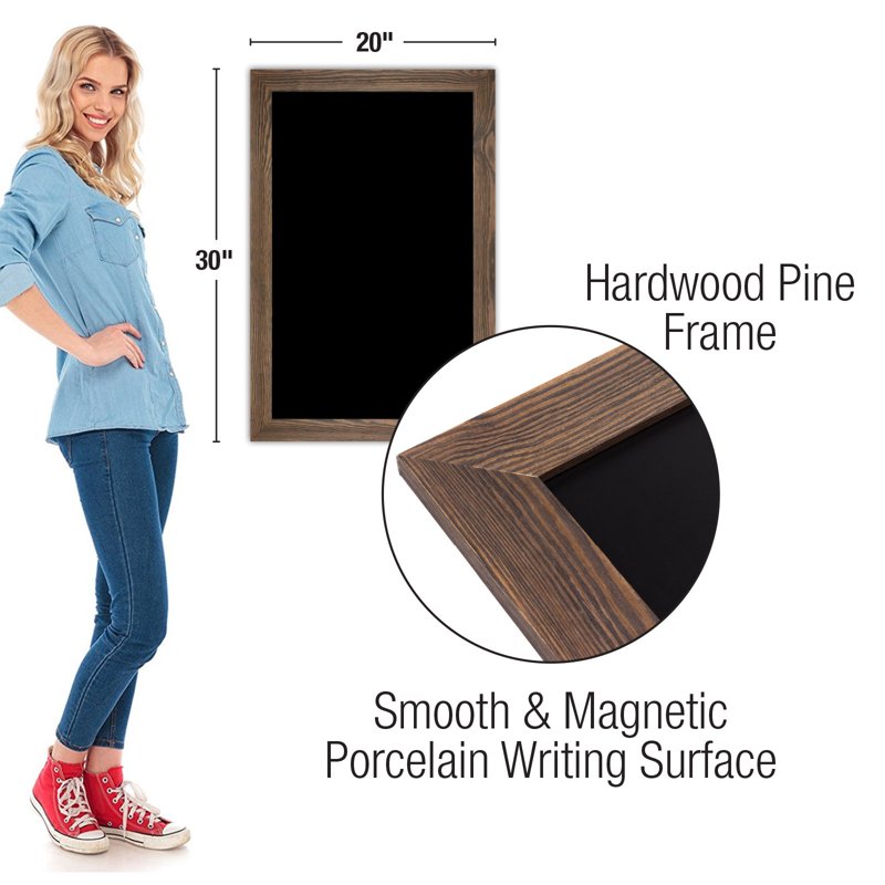 Rustic Magnetic Chalkboard for Wall with Liquid Chalk Markers - 20x30 Inch