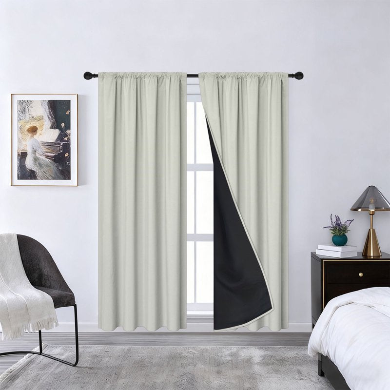 Blackout Curtains for Bedroom - Thermal Insulated, Light & Noise Blocking, Black Liner Backing, Multiple Colors