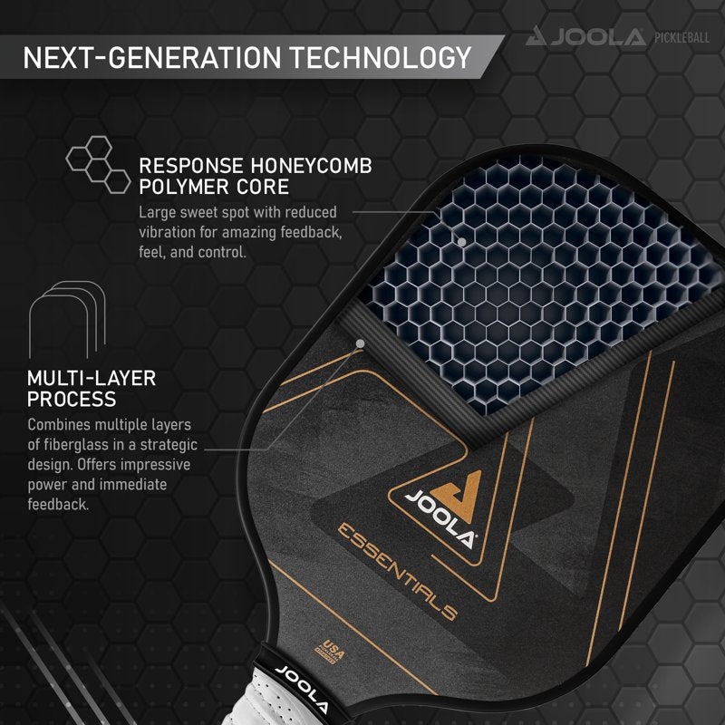 JOOLA Essentials Pickleball Paddle 2 Pack - Fiberglass USAPA Approved, Black