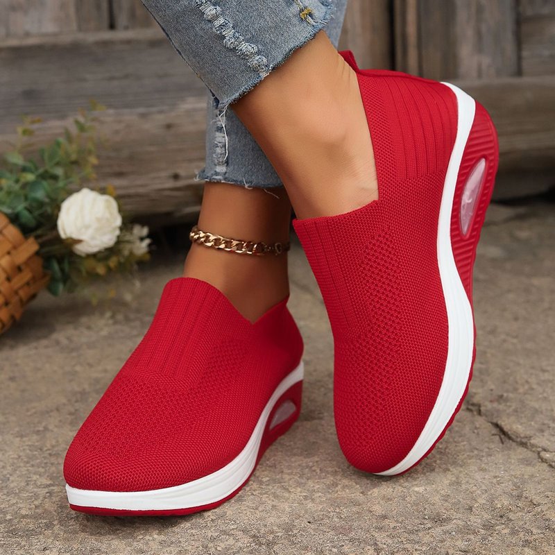 Orthopedic Women's Slip-On Walking Shoes with Arch Support - Lightweight Knit Mesh
