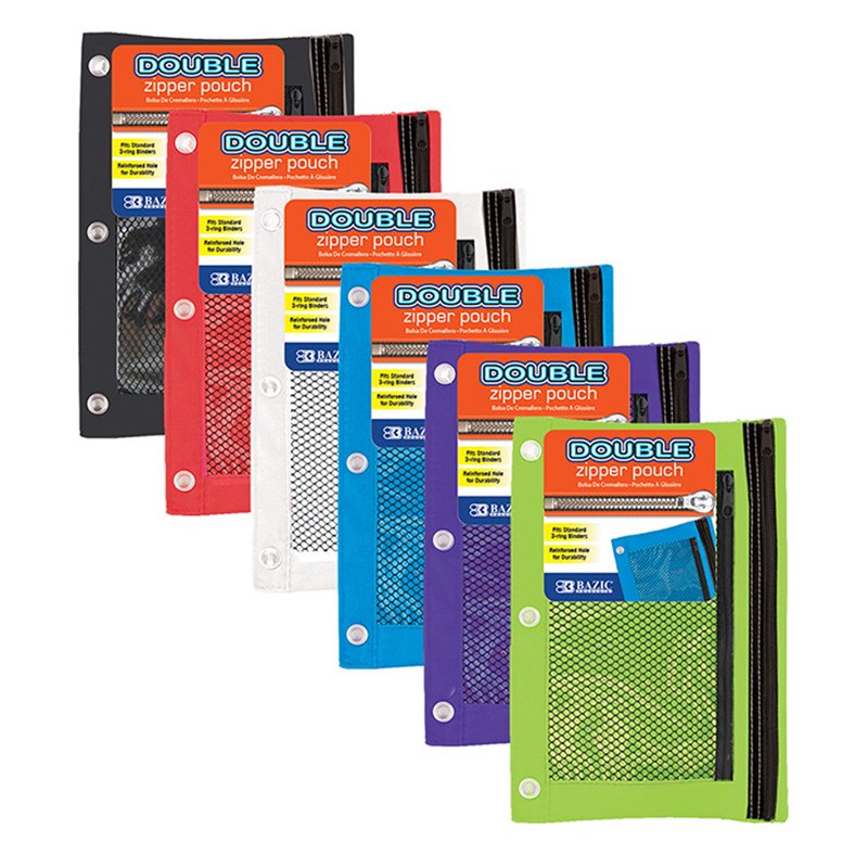 Zipper Pencil Pouch with Binder Rings - Clear See-Through Pen & Marker Organizer