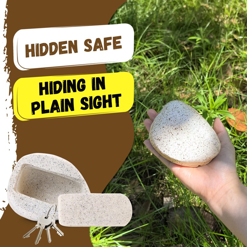 Fake Rock Key Hider Safe for Outdoor Garden Discreet Weatherproof Stone Look