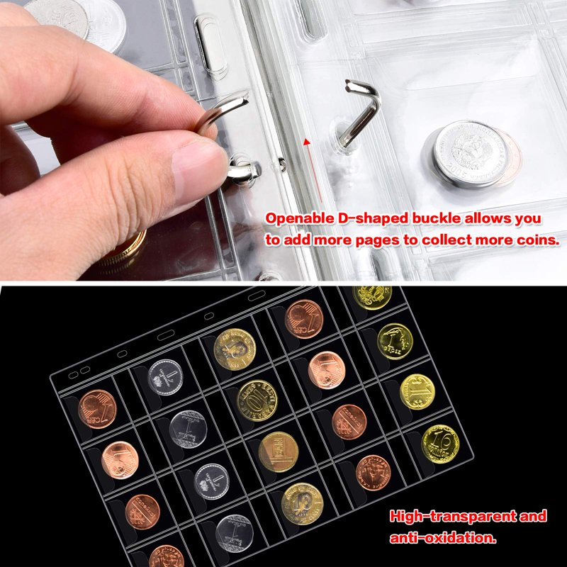 Black Coin Collection Album with 260 Pockets - Durable Display & Storage Book