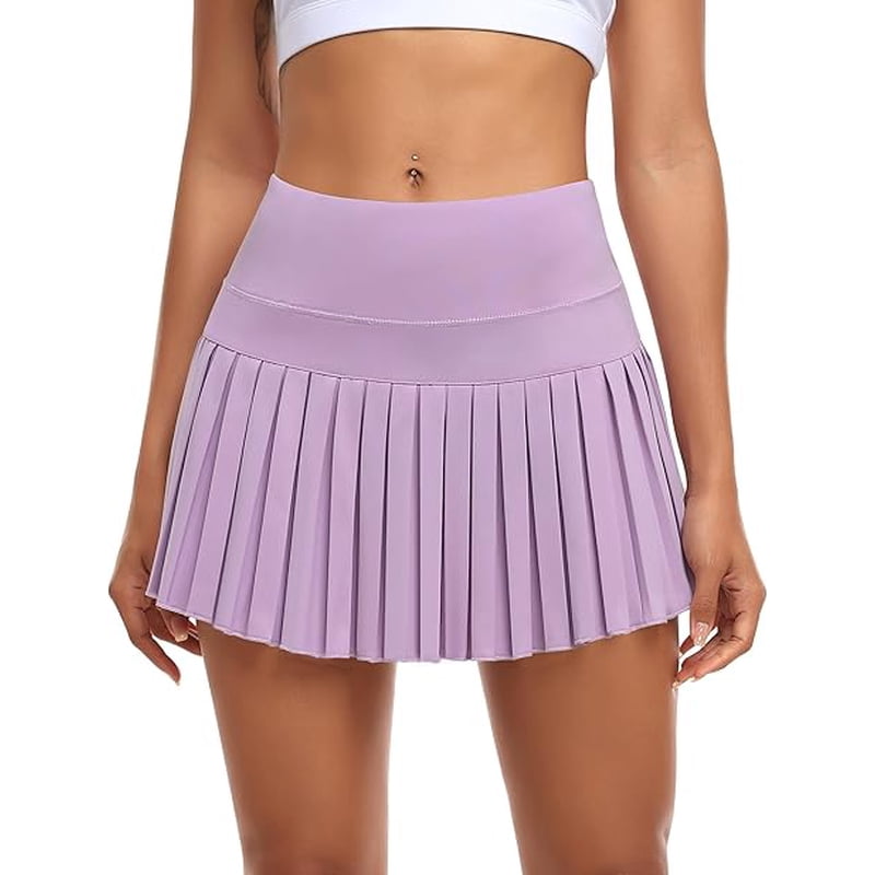 Women's Pleated Tennis Skirt with Shorts High Waist Athletic Skort