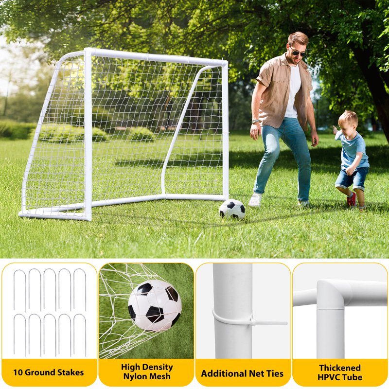 ZenSports 8FT x 5FT Portable Soccer Goal Net PVC Frame — Outdoor Training for Adults and Kids