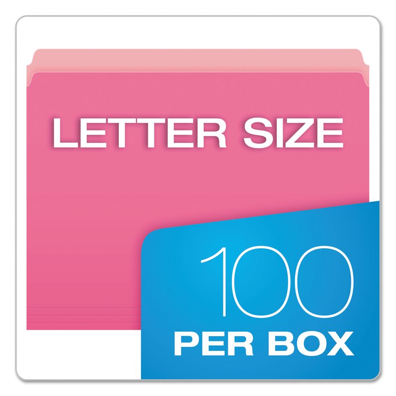 Office File Folders Two-Tone Top Tab Letter Size Pink/Light Pink 100 Pack