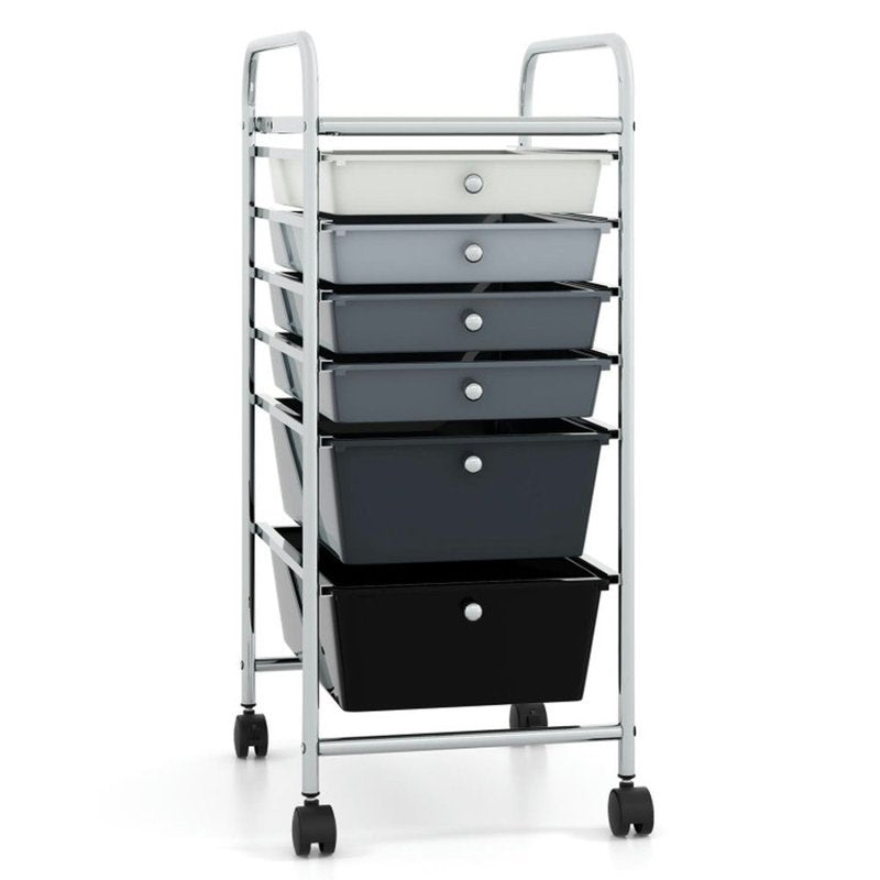 Rolling File Storage Cart with 6 Drawers - Multi-Color Organizer for Office & Home