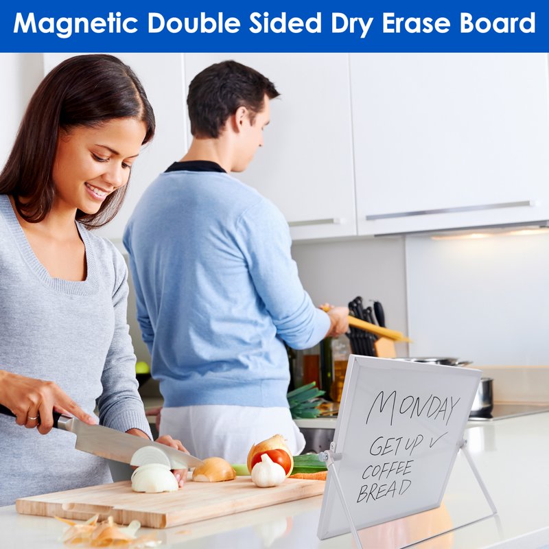 Portable Double-Sided Magnetic Dry Erase Whiteboard Kit 10x10in - Classroom, Office, Home