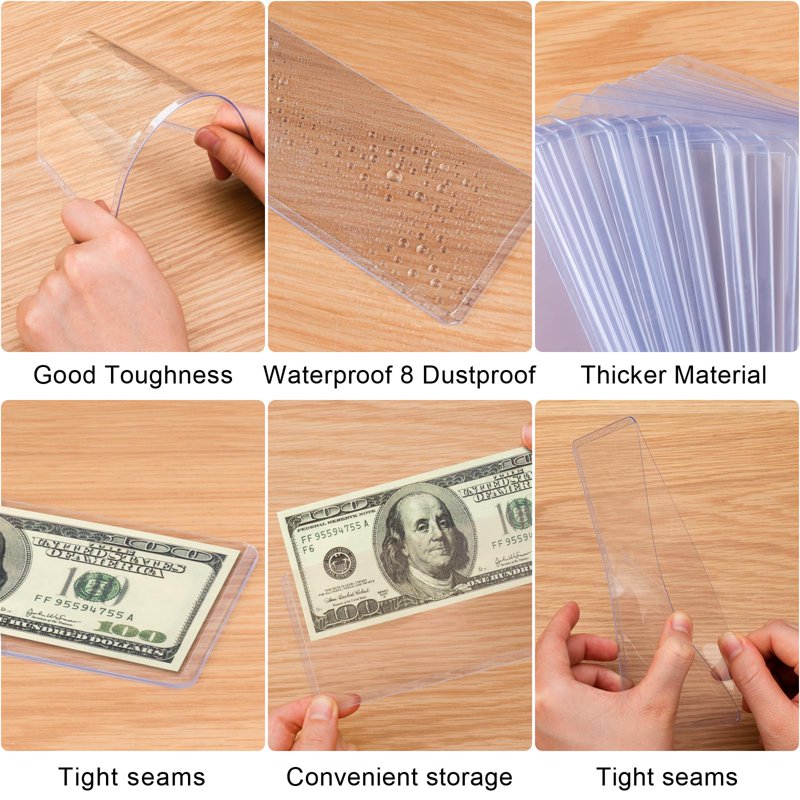 Dollar Bill Sleeves Set of 20 - Clear Waterproof Currency Protectors