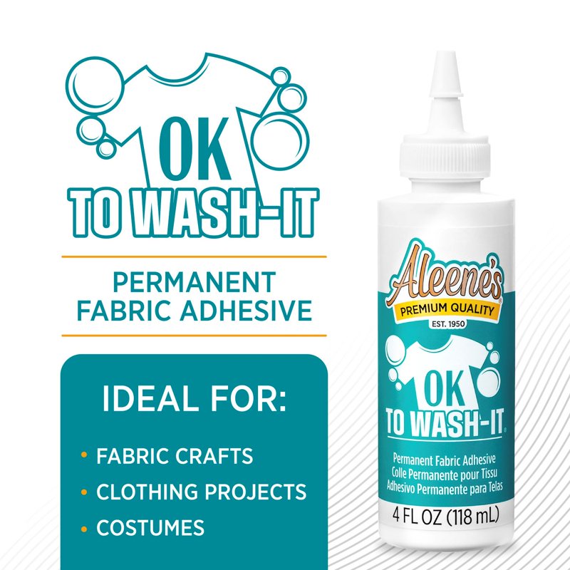 Fabric Glue Permanent Washable Flexible Clear Adhesive 4 fl oz - Aleene's