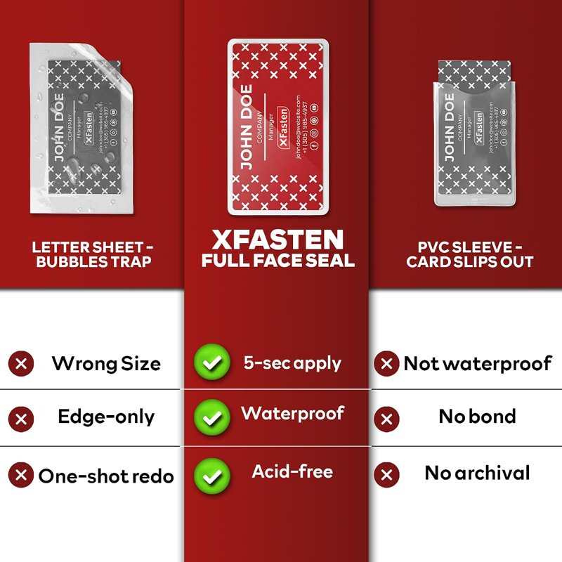 Self-Adhesive Laminating Pouches 4x3 Inches, 50 Pack - Clear Photo Size