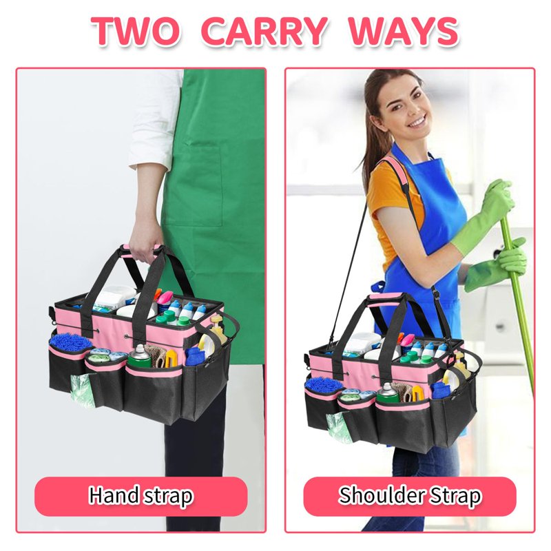 Wearable Cleaning Caddy Bag with Shoulder Straps for Organizing Supplies