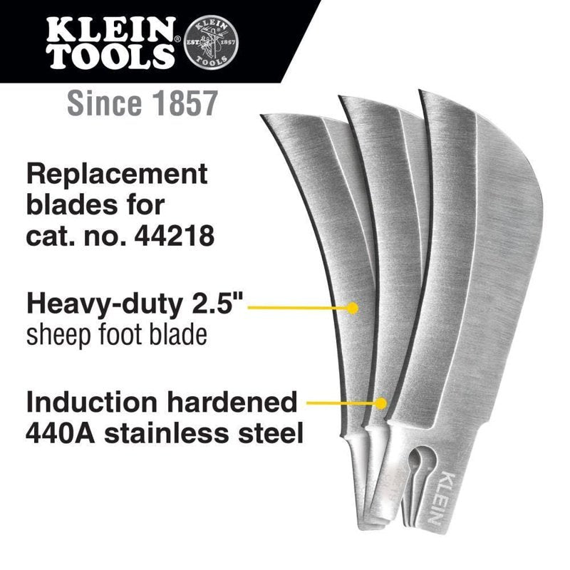 Hawkbill Replacement Blade 3-Pack for Utility Knife - Heavy-Duty Stainless Steel