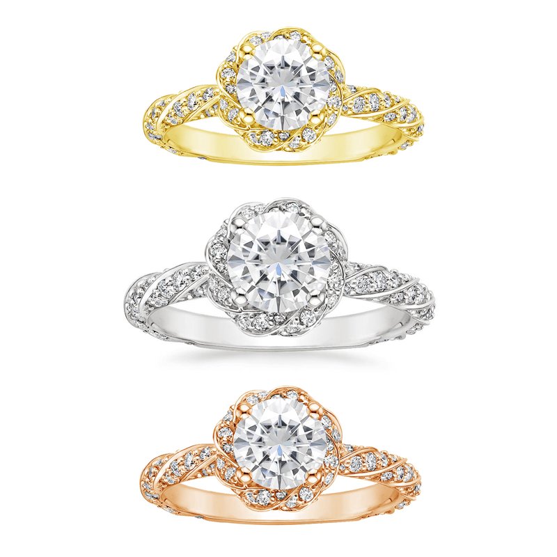 Sterling Silver Engagement Ring with Swarovski and Cubic Zirconia Twisted Halo