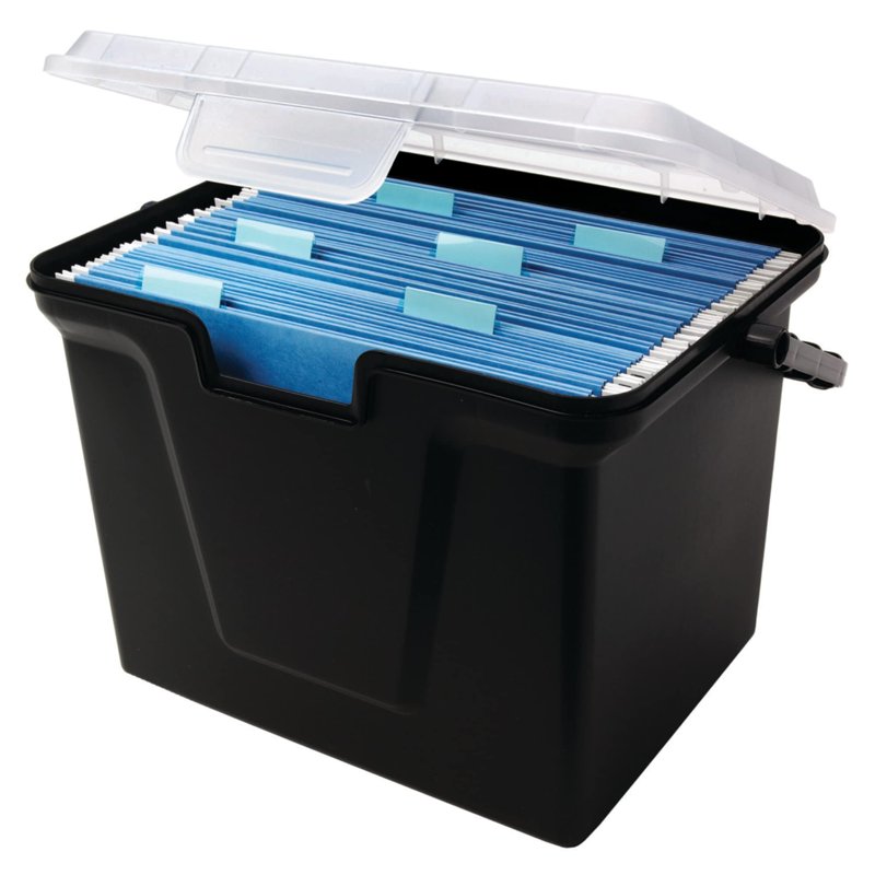 Recycled Portable File Box with Handle - Letter Size Storage Organizer