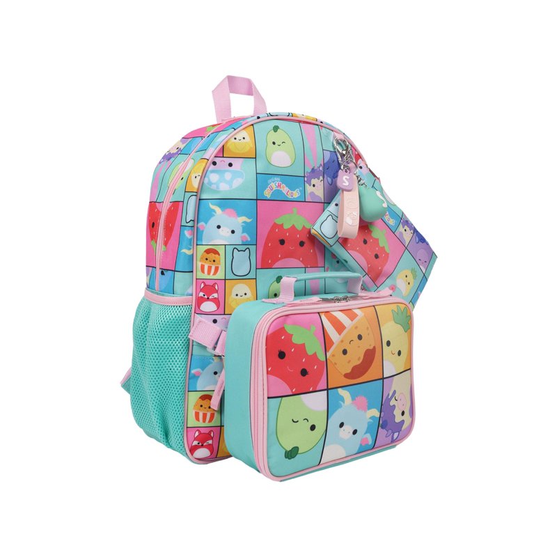 Kids Backpack Set with Detachable Lunch Bag - Squishmallow Plush Design