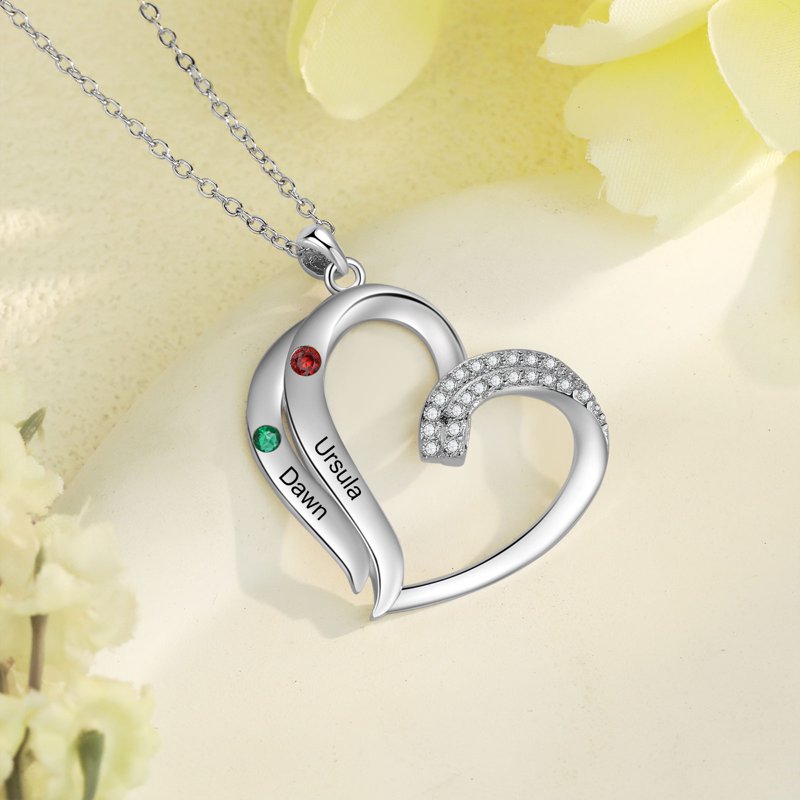Personalized Brass Family Necklace for Women with Birthstones & Names
