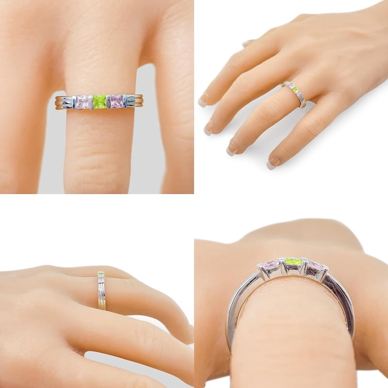 Personalized Birthstone Family Ring - 1 to 6 Stones, 10K Gold or Silver