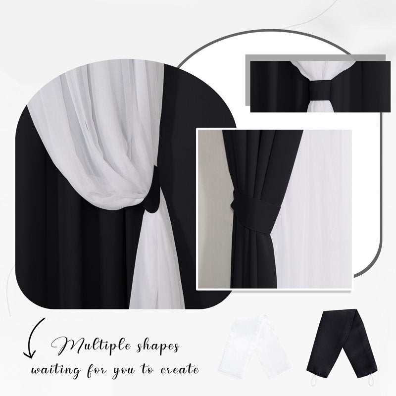 Double Layer Blackout Curtains for Bedroom Room Darkening Noise Reduction Thermal Insulated Drapes