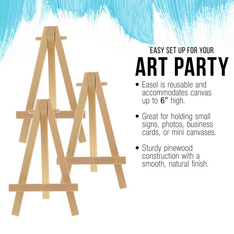 Mini Wooden Display Easels Pack of 6 - 8 Inch Tabletop Art Stands for Canvas & Signage