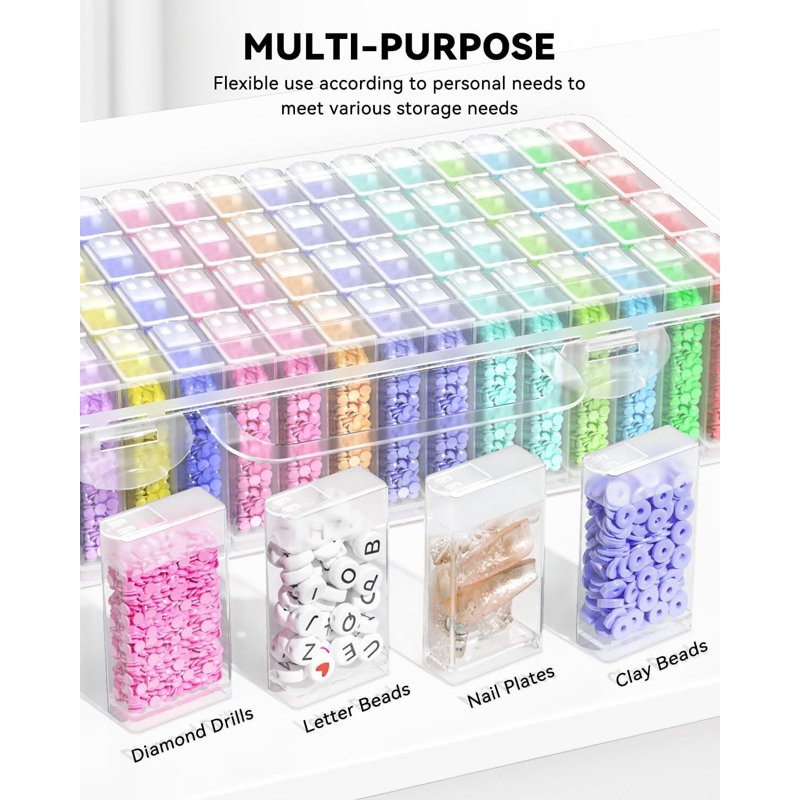 Diamond Painting Bead Storage Containers with 64 Compartments - Craft Organizer Box