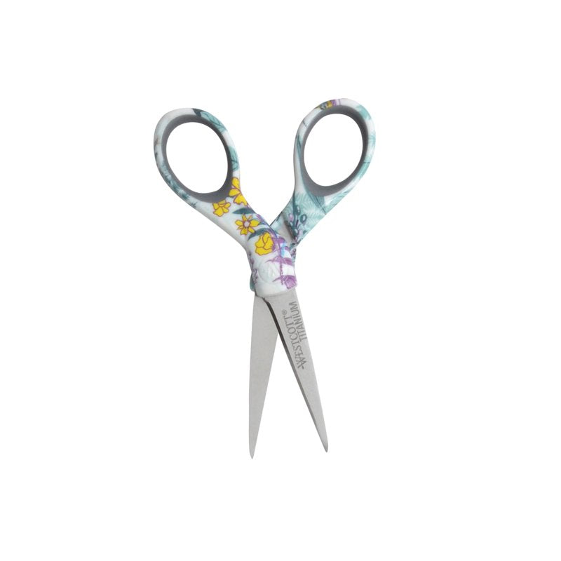 Titanium Bonded Sewing Scissors Set - 8-Inch & 5-Inch Multicolor Floral Blue