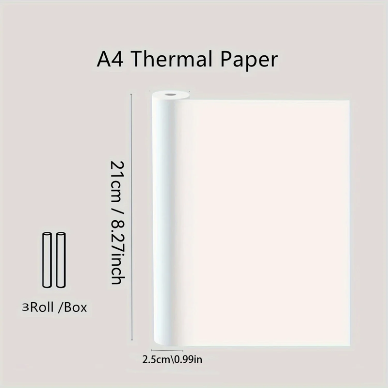 A4 Thermal Printer Paper Rolls - Quick-Dry, Clear Printing, 3x7m BPA-Free