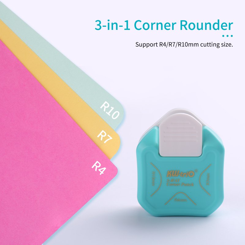 3-in-1 Corner Rounder Punch for Card Photo Paper Laminating Pouches Blue