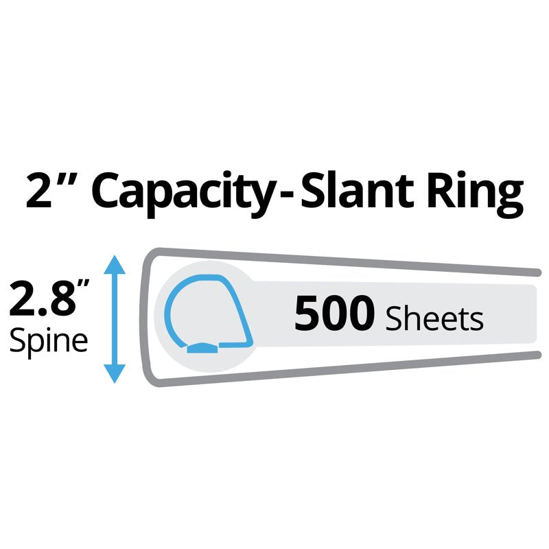 2-Inch Pink Durable View Binder with Slant Rings - 540 Sheet Capacity