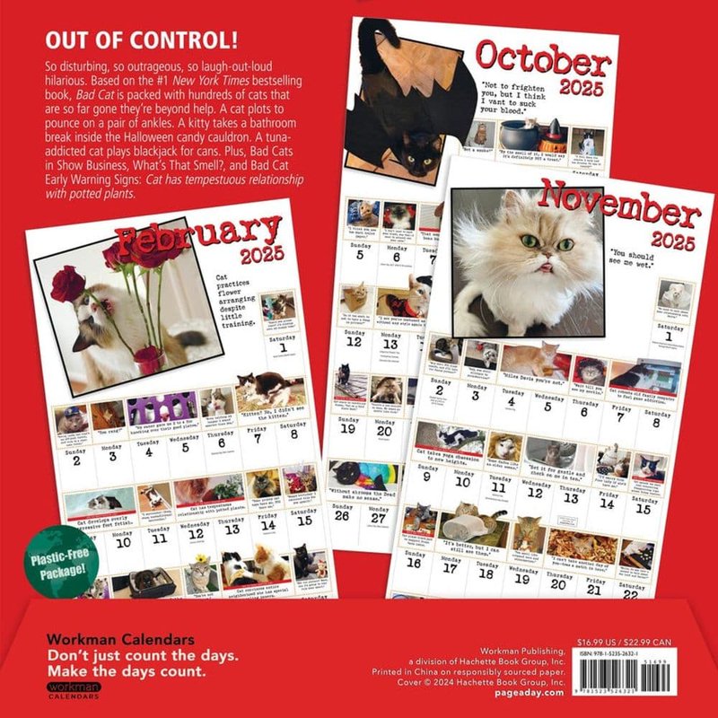 Bad Cat Wall Calendar 2025: Hilarious Feline Misfits with Attitude