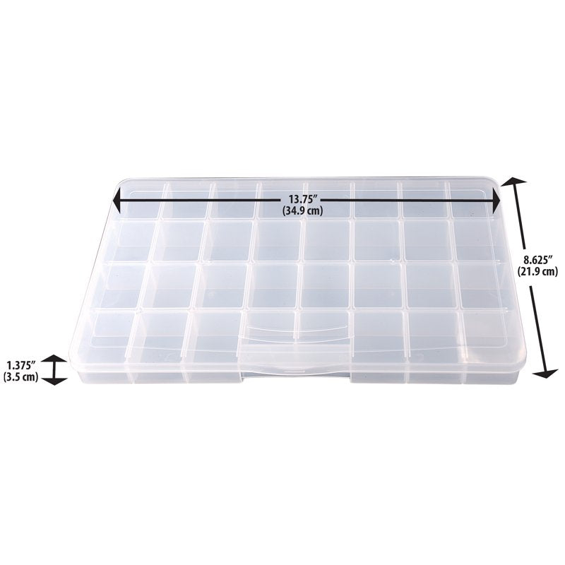 Large Bead Organizer Box with 32 Compartments - Clear Plastic Craft Storage