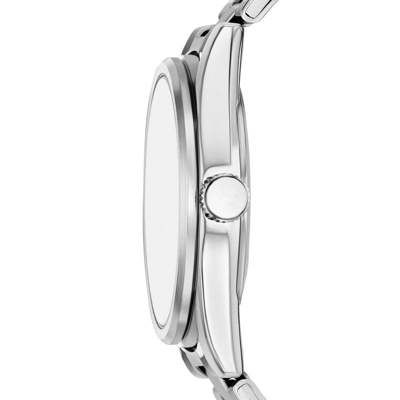 Women's Silver Tone Wristwatch - 33mm Round Case, Sunray Dial & 3-Link Bracelet