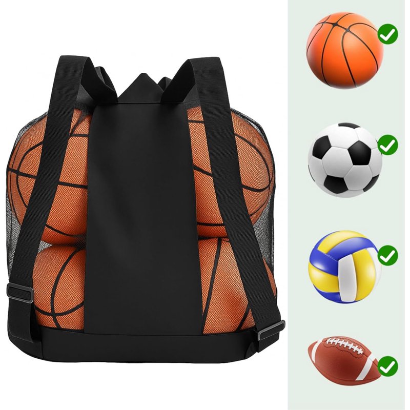 Sports Equipment Bag Mesh Drawstring Backpack for Soccer Basketball Volleyball