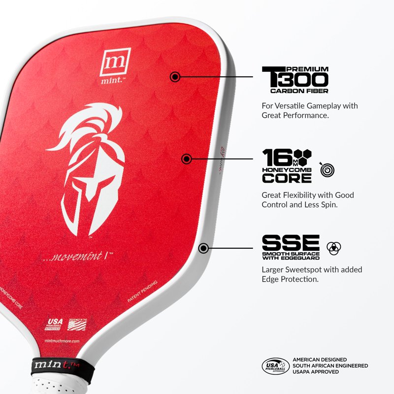 Pickleball Paddle – Midweight 16mm Poly Core, Carbon Fiber Face, TPE Edge Guard, USAPA Approved