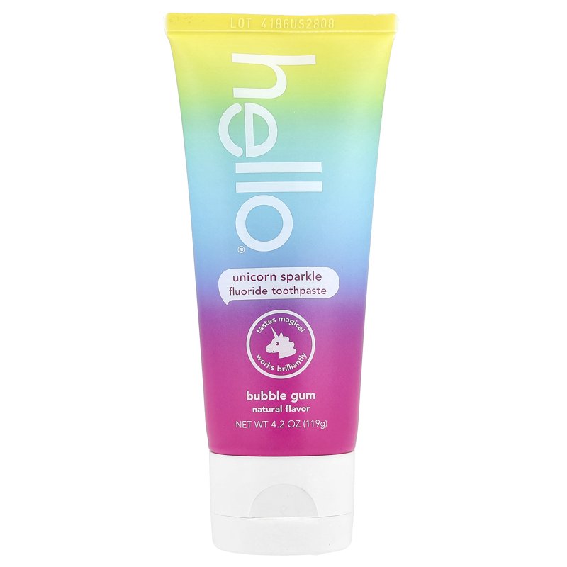Hello Unicorn Sparkle Kids Toothpaste with Fluoride 3-Pack, Bubble Gum Flavor, 4.2 oz Tube
