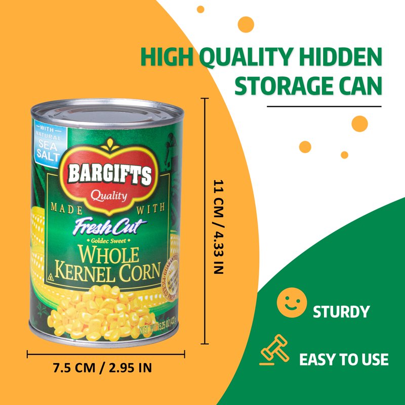 Fake Can Safe with Secret Compartment Discreet Storage for Valuables - Corn