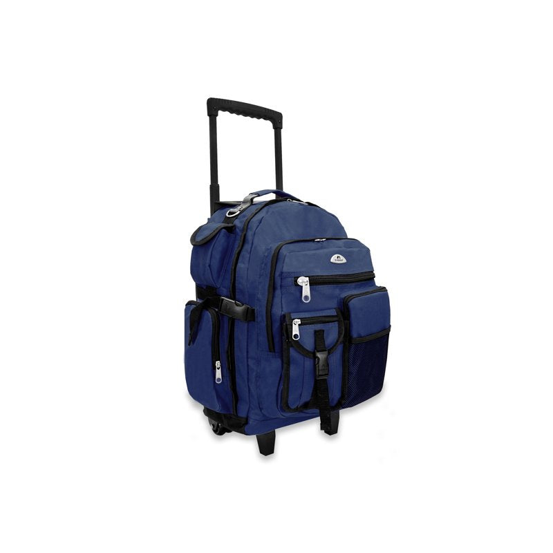 Unisex Deluxe Rolling Backpack on Wheels 21x12x13.5 Navy