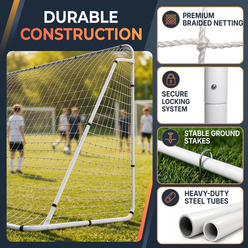 12' x 6' Portable Soccer Goal with Steel Frame – Backyard Training Net (2 Pack) – ZENY